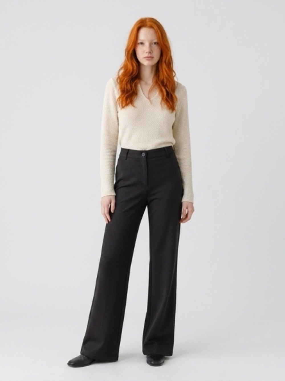 Betabrand Black Straight-Leg Trousers